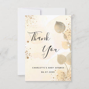 Cartão De Agradecimento Chá de fraldas eucalyptus moderno glitter