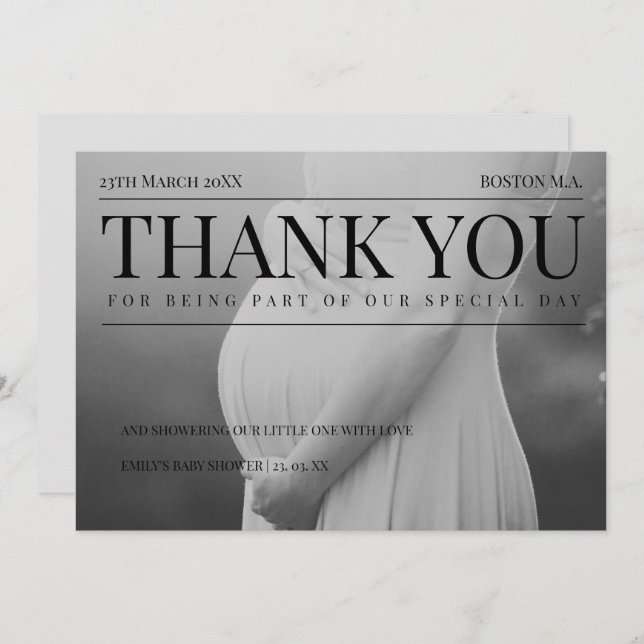 Cartão De Agradecimento Chá de fraldas exclusivo de fotos da Revista (Frente/Verso)