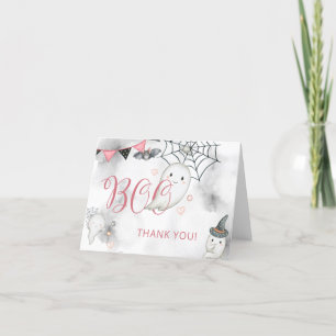 Cartão De Agradecimento Chá de fraldas Fantasma de Boo Rosa