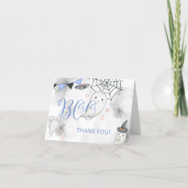 Cartão De Agradecimento Chá de fraldas Fantasma do Pequeno Boo Azul