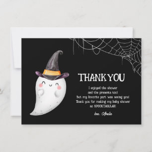 Cartão De Agradecimento Chá de fraldas fantasma do pequeno Boo Halloween
