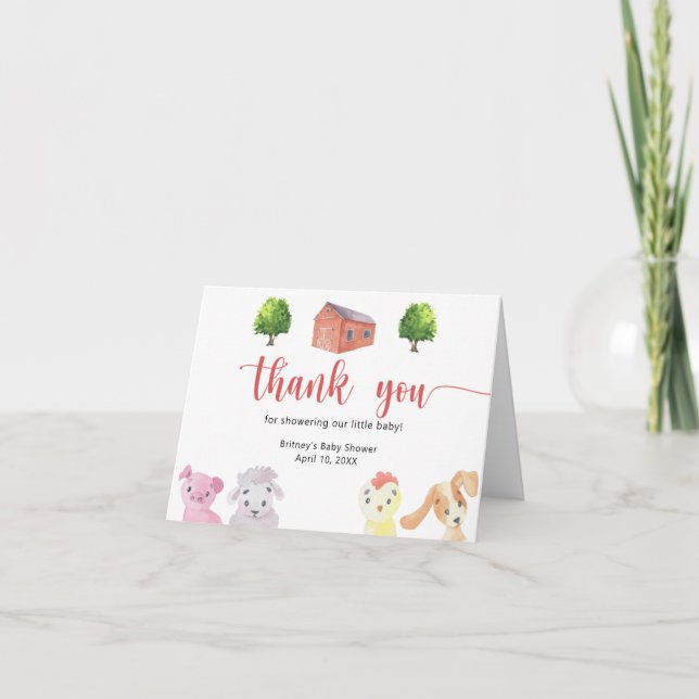 CARTÃO DE AGRADECIMENTO CHÁ DE FRALDAS FAZENDA - OBRIGADO (Frente)