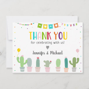 Cartão De Agradecimento Chá de fraldas Fiesta Cactus Obrigado