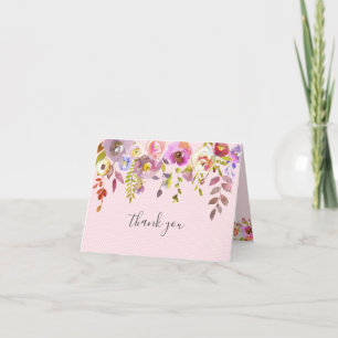 Cartão De Agradecimento Chá de fraldas Floral de Aquarela Pálida
