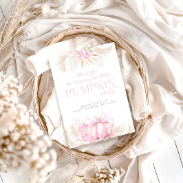 Cartão De Agradecimento Chá de fraldas Floral de Arco Rosa Pumpkin Girl