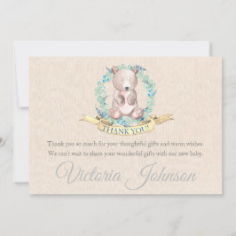 Cartão De Agradecimento Chá de fraldas Floral de Bebê Floral Boys Watercol