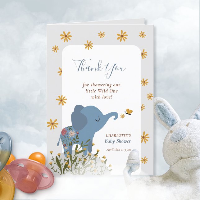 Cartão De Agradecimento Chá de fraldas Floral De Bebês Cachos (Cute Baby Animals Floral Baby Shower Thank You Card ©Susanne Sachers - Sunny Mind Design 🌞)