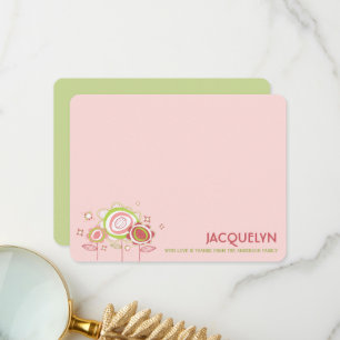 Cartão De Agradecimento Chá de fraldas Floral de Flor de Flor Rosa-Flor-Pe