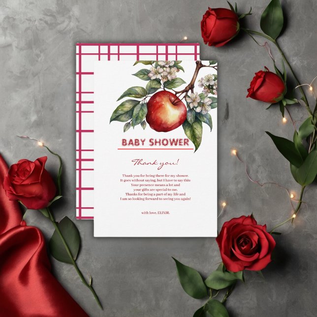 Cartão De Agradecimento Chá de fraldas Floral de Ramificação da Apple de C (Criador carregado)