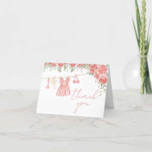 Cartão De Agradecimento Chá de fraldas Floral Rosa Boho