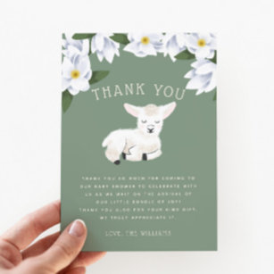 Cartão De Agradecimento Chá de fraldas Floral Russo De Pequeno Lambe