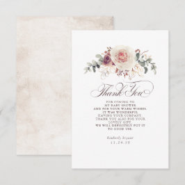 Cartão De Agradecimento Chá de fraldas Floral Terthy Shades Obrigado