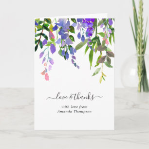 Cartão De Agradecimento Chá de fraldas Floral Violet Watercolor