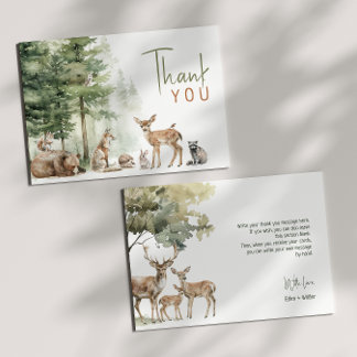 Cartão De Agradecimento Chá de fraldas Florestal Animais Florestais
