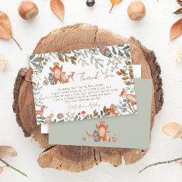 Cartão De Agradecimento Chá de fraldas florestal de espécies verdes e cega