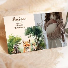 Cartão De Agradecimento Chá de fraldas Fotográfico de animais florestais