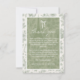 Cartão De Agradecimento Chá de fraldas francês Bonjour Bebe Sage Green Toi