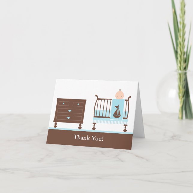 Cartão De Agradecimento Chá de fraldas Garoto Obrigado (Frente)