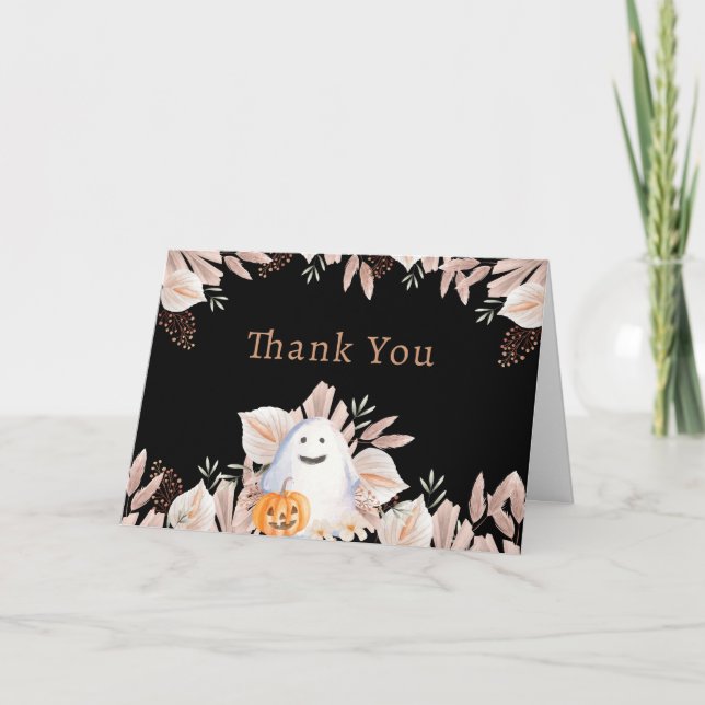 Cartão De Agradecimento Chá de fraldas Ghost Boo Boo Boo, Pequeno Elegante (Frente)