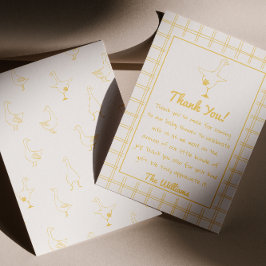 Cartão De Agradecimento Chá de fraldas Gingham de ganso amarelo desenhado 