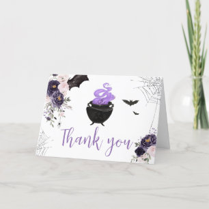 Cartão De Agradecimento Chá de fraldas Gótico Floral de Halloween Coffin