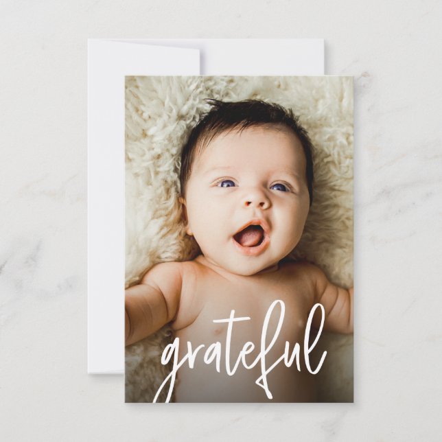 Cartão De Agradecimento Chá de fraldas Grateful de Fotografia Personalizad (Frente)