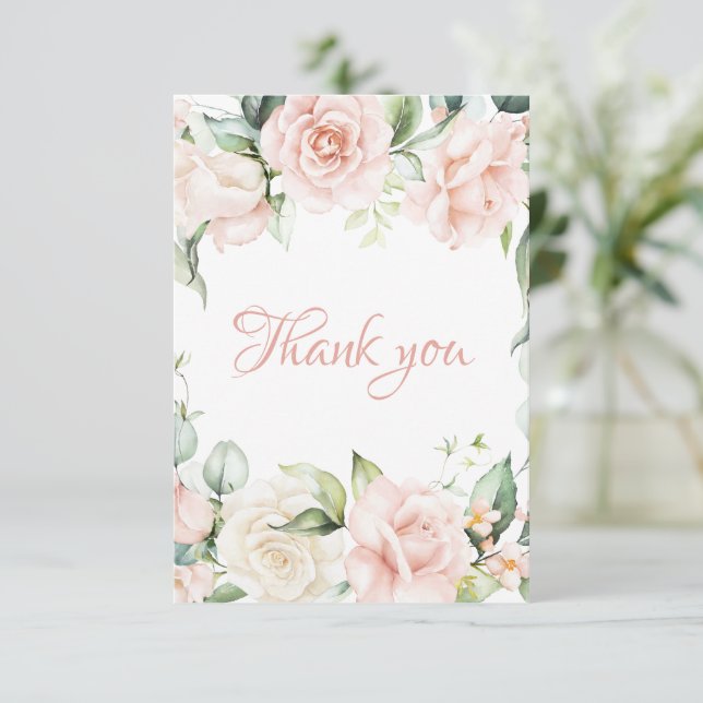 Cartão De Agradecimento Chá de fraldas Inverso Elegante Rosa (Em pé/Frente)