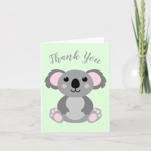 Cartão De Agradecimento Chá de fraldas Koala Bear