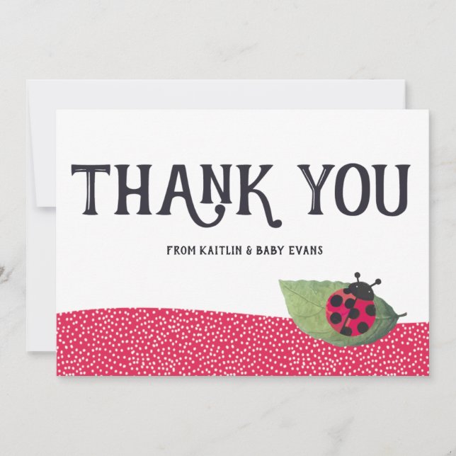 Cartão De Agradecimento Chá de fraldas Lady Bug Obrigado (Frente)