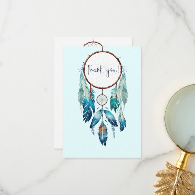 Cartão De Agradecimento Chá de fraldas Magic Aquamarine Dreamcatcher (Frente/Verso In Situ)