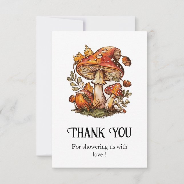 Cartão De Agradecimento Chá de fraldas Magnético de Cogumelo Encantado (Frente)