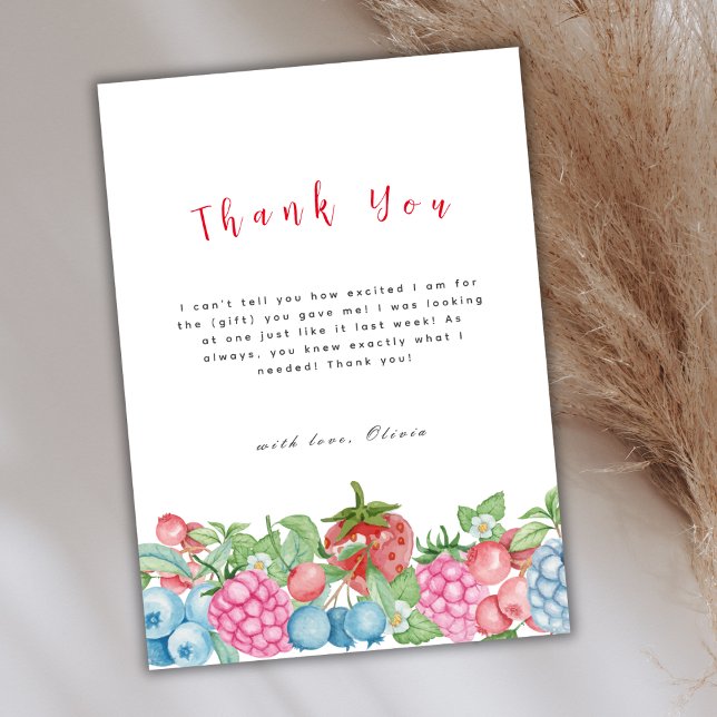 Cartão De Agradecimento Chá de fraldas Modern Wild Berry Sweet (Modern Wild Berry Sweet Baby Shower Thank You Card)