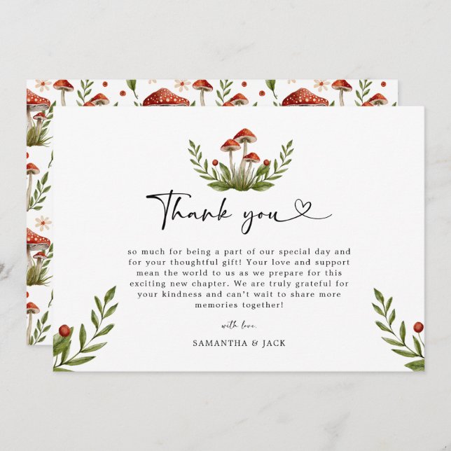 Cartão De Agradecimento Chá de fraldas Moderno De Cogumelo Obrigado (Frente/Verso)