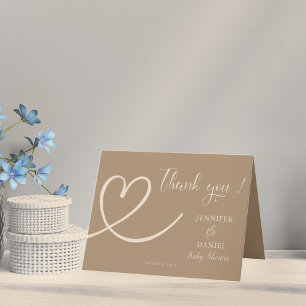 Cartão De Agradecimento Chá de fraldas Moderno Minimalista Brown Tan Elega