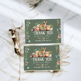 Cartão De Agradecimento Chá de fraldas Neutro de Aventura de Animais de Fl