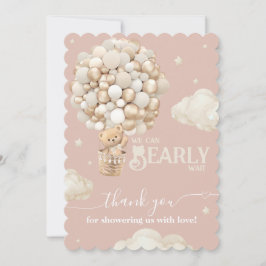 Cartão De Agradecimento Chá de fraldas neutro de Espera do Balão do Urso d