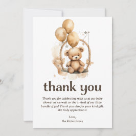 Cartão De Agradecimento Chá de fraldas neutro do urso de película
