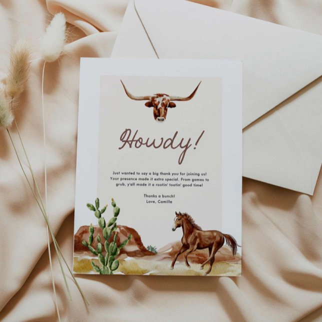 Cartão De Agradecimento Chá de fraldas Ocidental do Cowboy (Cowboy Western Baby Shower Thank you card)