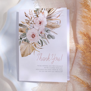 Cartão De Agradecimento Chá de fraldas Pampas Grass Boho Obrigado