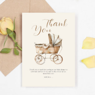 Cartão De Agradecimento Chá de fraldas para Carruagem Boho Vintage Baby
