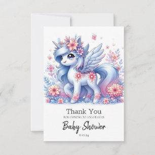 Cartão De Agradecimento Chá de fraldas Pastel Cute Unicorn