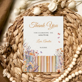 Cartão De Agradecimento Chá de fraldas Pastel Floral Storybook