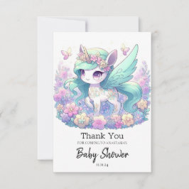 Cartão De Agradecimento Chá de fraldas Pastel Girl Unicorn
