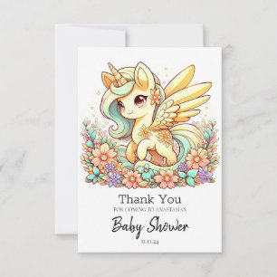 Cartão De Agradecimento Chá de fraldas Pastel Unicorn