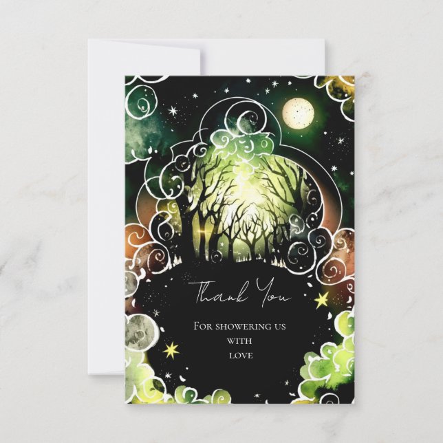 Cartão De Agradecimento Chá de fraldas Pastel Woodland (Frente)