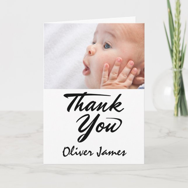 Cartão De Agradecimento Chá de fraldas Personalizado Obrigado Foto (Frente)