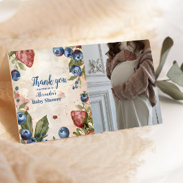 Cartão De Agradecimento Chá de fraldas Photo Watercolor Berry Sweet
