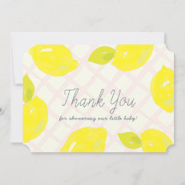 Cartão De Agradecimento Chá de fraldas Pintado à mão com limão rosa