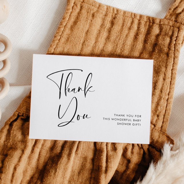 Cartão De Agradecimento Chá de fraldas preto e branco elegante e moderno (Criador carregado)