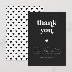 Cartão De Agradecimento Chá de fraldas preto e branco retrô